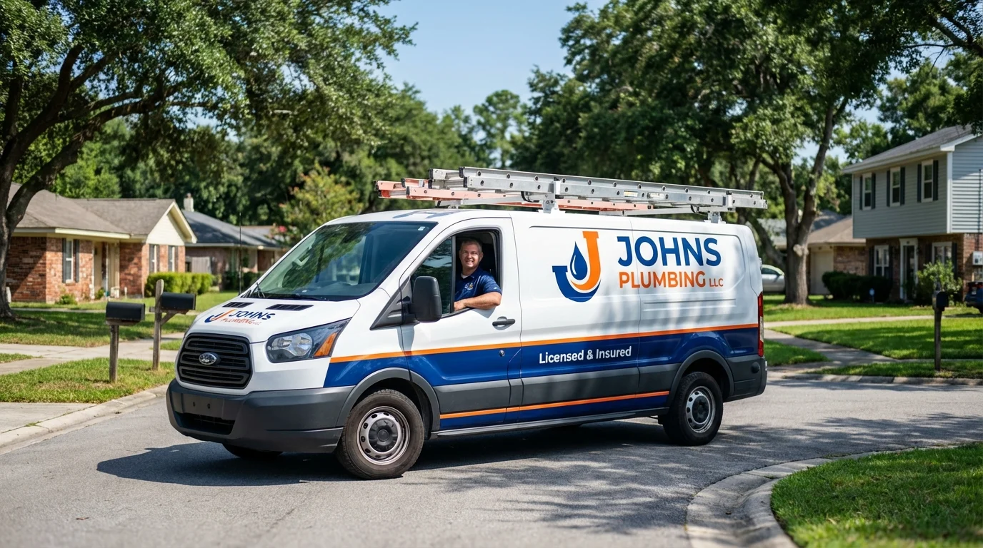 Johns Plumbing LLC service van in Three Rivers, MI